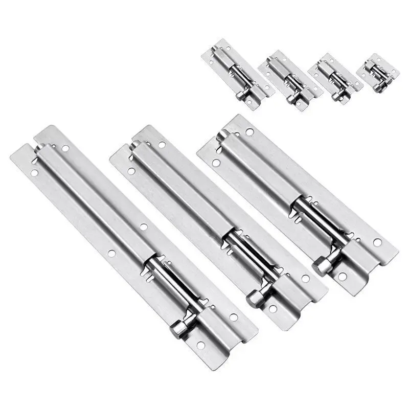 Door Latch 1pc Door Bolt 2/3/4/5/6/8 Inch Stainless Steel Lock Sliding Door Chain Lock Furniture Latch Home Safety with Screws