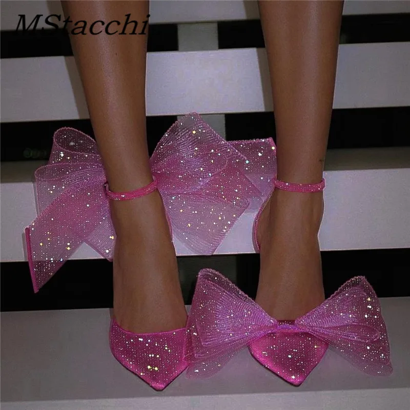 Big Butterfly-Knot Sandals Woman Summer High Heels Women Pumps Pointed Designer Shoes Mary Janes Sexy Stiletto Wedding Shoe women sandals women high heels pumps