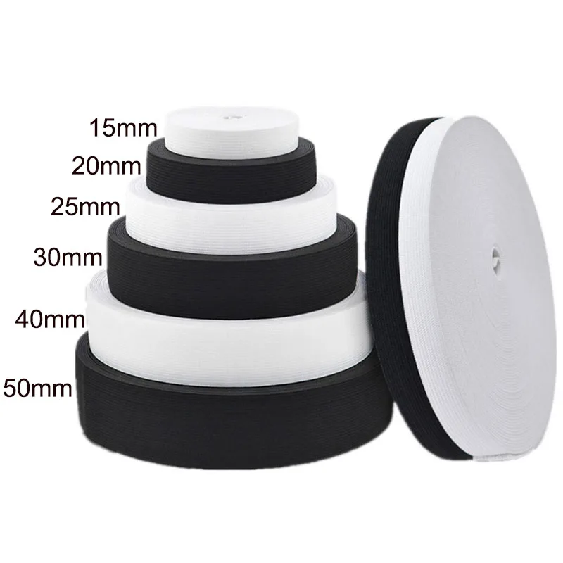 바느질용 고무 탄성 밴드 15mm/20mm/25mm/30mm/40mm/50mm, 블랙 화이트 의류 액세서리 의류 바지 허리띠 DIY 공예