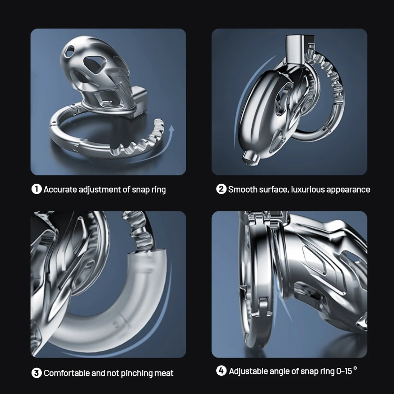 Penis Chastity Cage New Upgrade One-Piece Adjustable Snap Ring Metal Chastity Cage Men's CB Cock Cage SM Aluminum Alloy Urethra Lock Device Toy