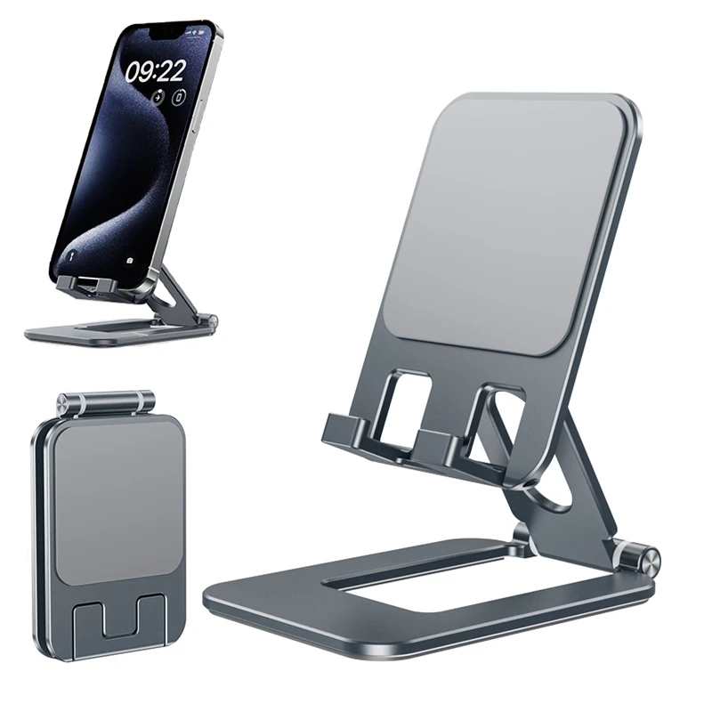 Foldable Portable Metal Phone Stand - Adjustable Desktop Travel Holder