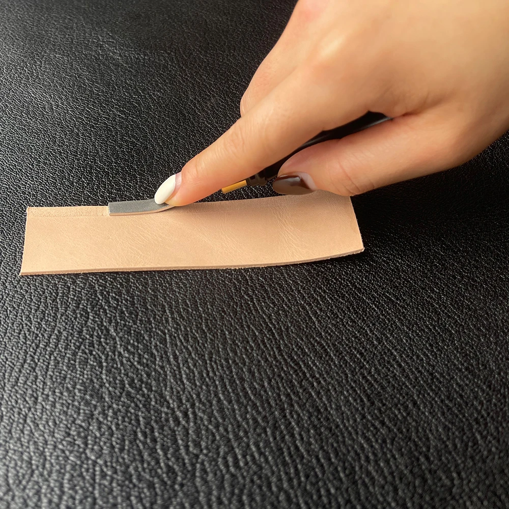 Leather Surface Edge Treatment Polished File High Carbon Steel HRC60 Medium Tooth Grinder with Rosewood Handle Leathercraft Tool
