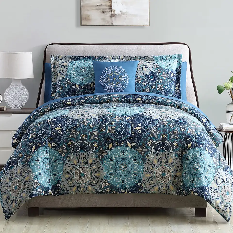 Reversible Full Bed in a Bag Set Deep Blue