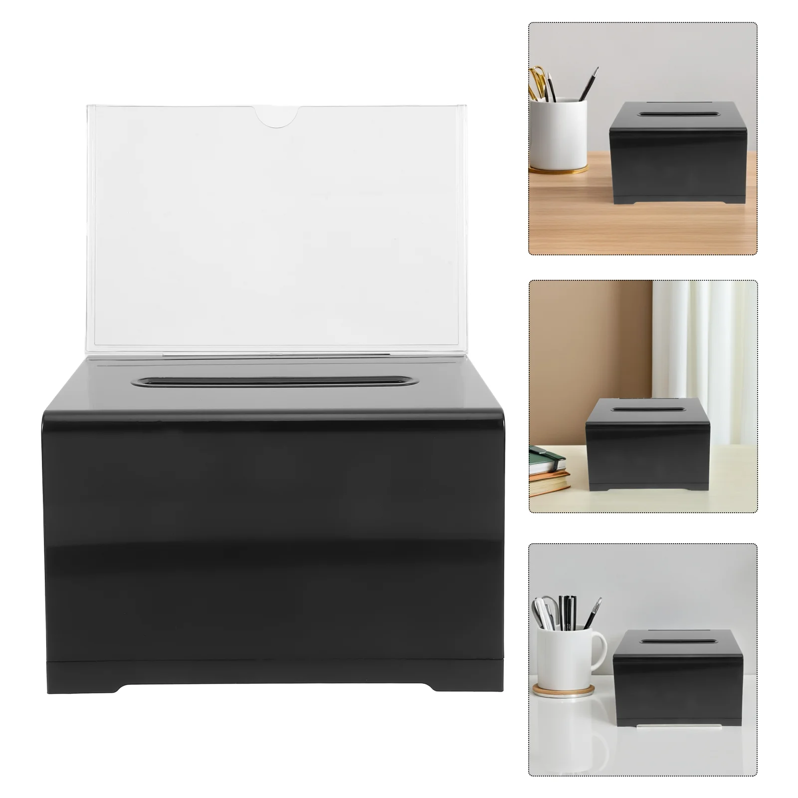 Business Card Box Ballot Clear Donation Suggestion Collection Acrylic