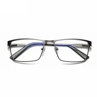 Men Square Metal Large Frame Reading Spring Leg Elderly Presbyopia Glasses Blue Light Blocking Eye Protection Eyeglasses 2