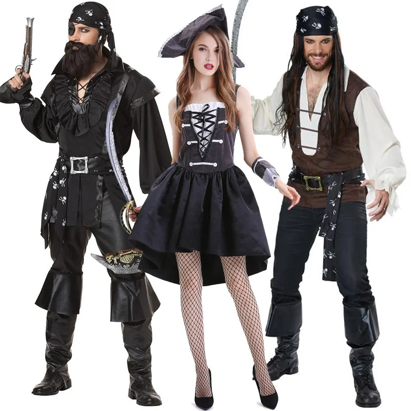 

Halloween Wild Adult Captain Cosplay Clothing Deluxe Men Female Skull Pirate Costume Robin Hood Cyclops Set Party Costume