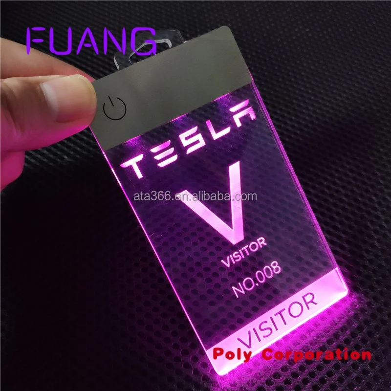 Custom  2022 Luxury LED Acrylic Name Badge Custom Name Badge Printing Personalized Laser Engrave Unique Light up Waiters LED Nam custom high quality luxury light up glow in the dark plastic printing acrylic led business card