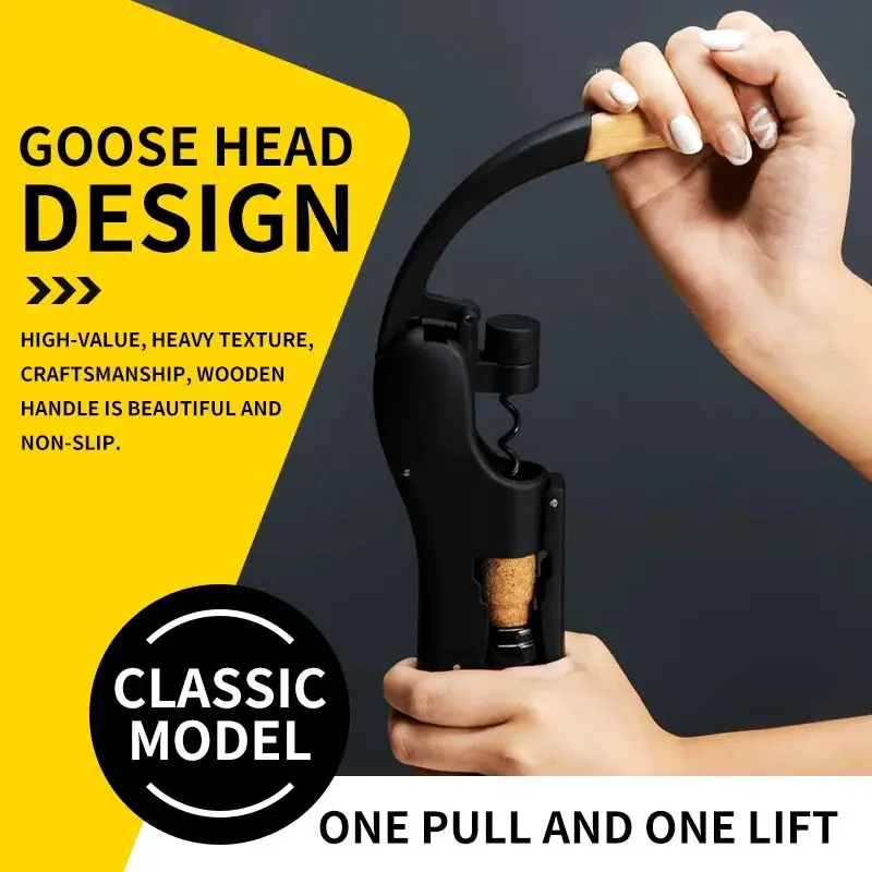 Abridor de botellas de vino, palanca de extracción, mango de madera 3 Abridor de botellas de vino, palanca de extracción, mango de madera 3