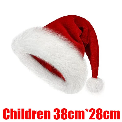  - Parent-child Christmas Hat Santa Claus Red Hats Caps Thicken for Adult Children Xmas Decor New Year's Gifts Home Party Supplies