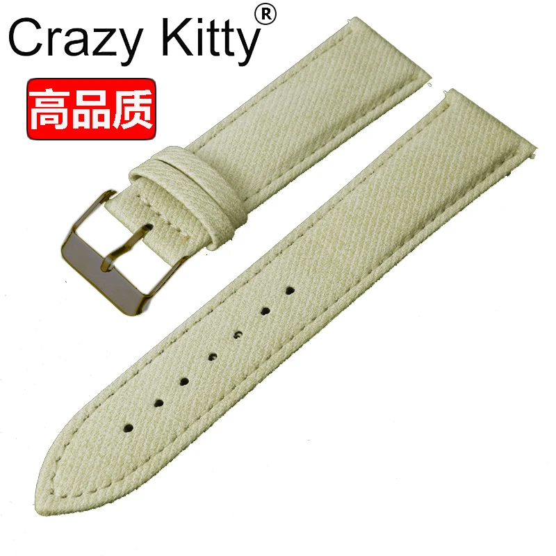 Genuine Leather Cowboy-Style Quick Release Watch Strap - Fabric Accent