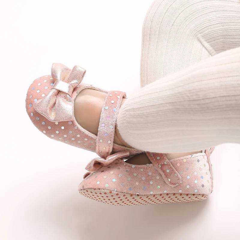 Mary Jane Princess Flat Shoes Preschool Children's Soft Bottom Wedding Dress First Walker Non slip Bow Pre