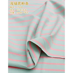 High Elastic 95% Thick Cotton Yarn Dyed Stripe Fabric for Seasonal Sewing and Clothing - 170x50cm (Green white)