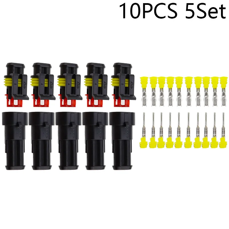 5 sets Kit 2 Pin Way Waterproof Electrical Wire Connector Plug car part ...