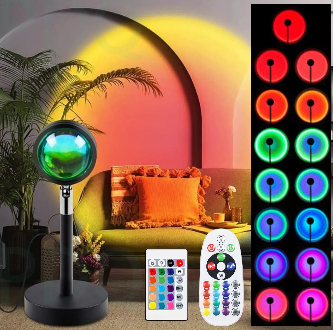 Rbg Sunset Lamp Rainbow Projection 16 Colors Changing Projector Led