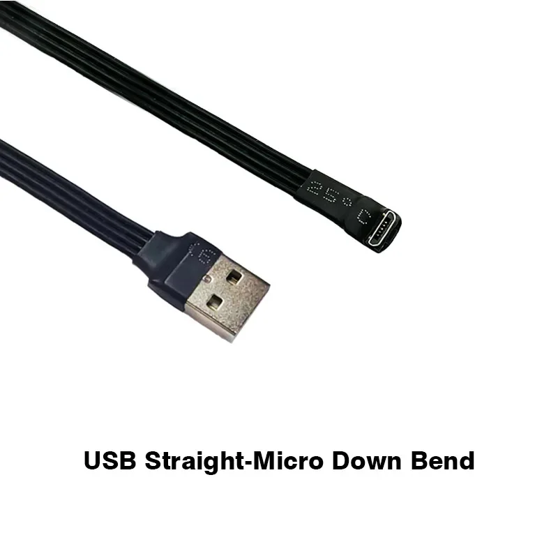 0.05M-3M 슈퍼 플랫 유연한 마이크로 USB 상하좌우 각도 90 도 USB 2.0-마이크로 USB 데이터 충전 FPV 실리콘 케이블