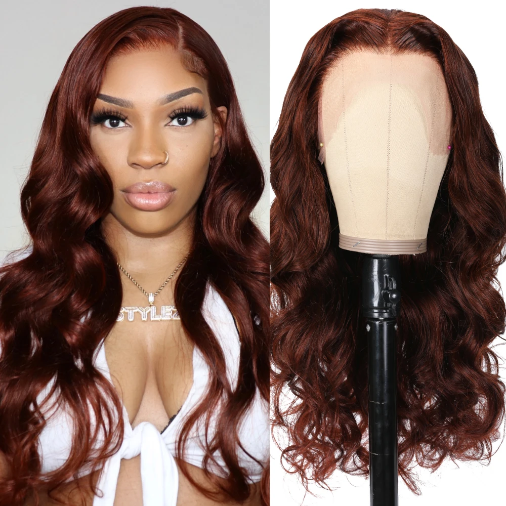 

UNice Hair Reddish Brown 13x4 Lace Front Wig Body Wave Copper Red Pre Plucked Glueless Human Hair Lace Frontal Wigs for Women