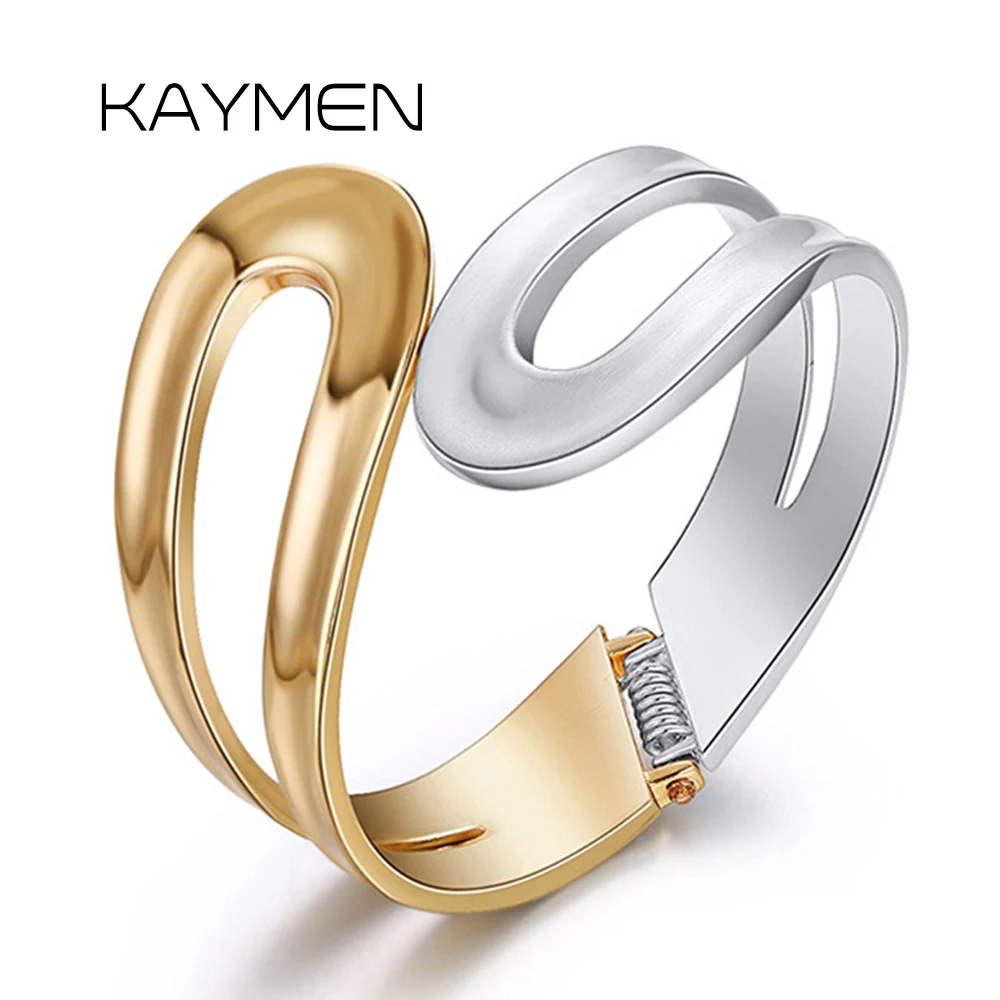

New Arrivals Lady's Asymmetric Statement Zinc-alloy Bangle Hollow-out Minimalist Chunky Bracelets Fashion Jewerly Accessories