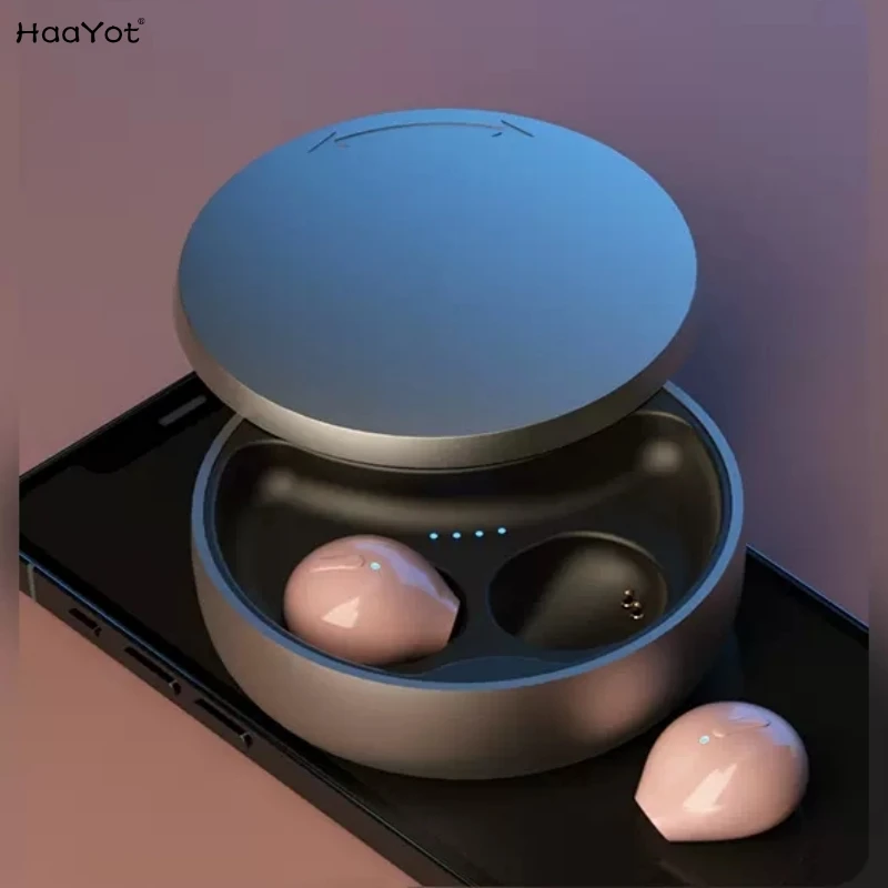 Haayot Invisible True Wireless Earbuds Auricolari Bluetooth Impermeabile Sleep Earpiece Nano Size Dual-Mic Per Iphone Android Phone