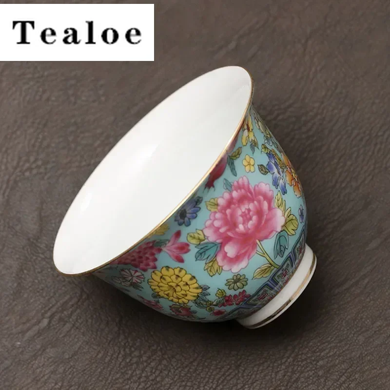 Chinese Enamel Color Ceramic Gaiwan Pot Bearing Handmade Flowers Porcelain Tea Bowl Teacup Household Tea Infuser Travel Teaware