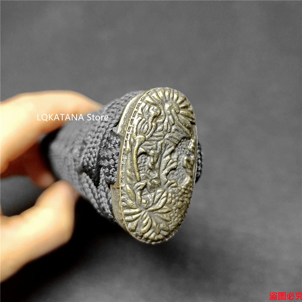 20CM Japanese Tsuka Handle Black Silk Ito Alloy Fuchi