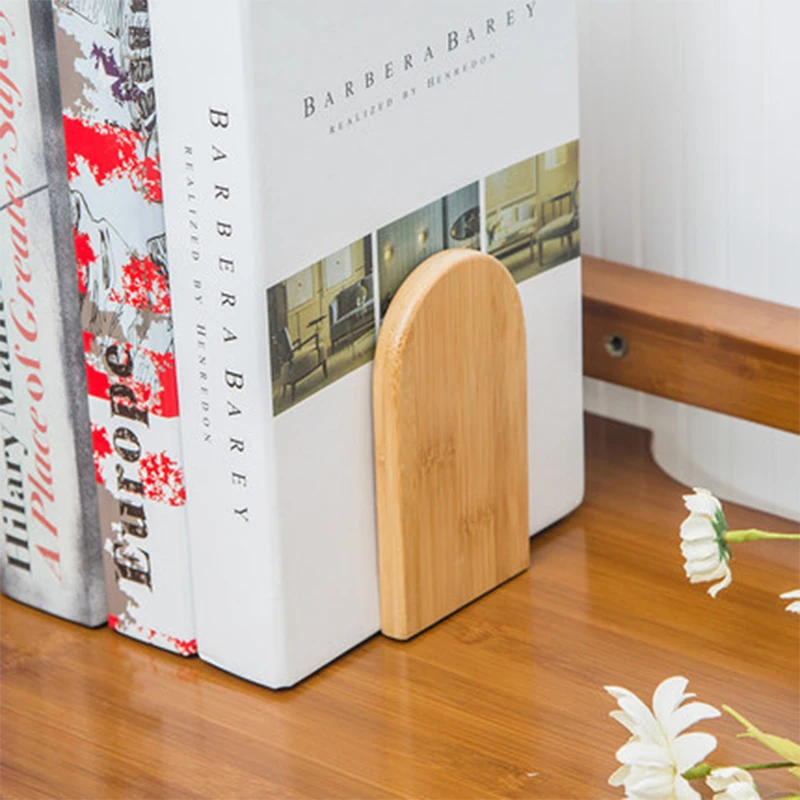 Nature Bamboo Desktop Organizer Bookends Book Ends Stand Holder Shelf Bookrack storage rack book display stand cube storage organizers