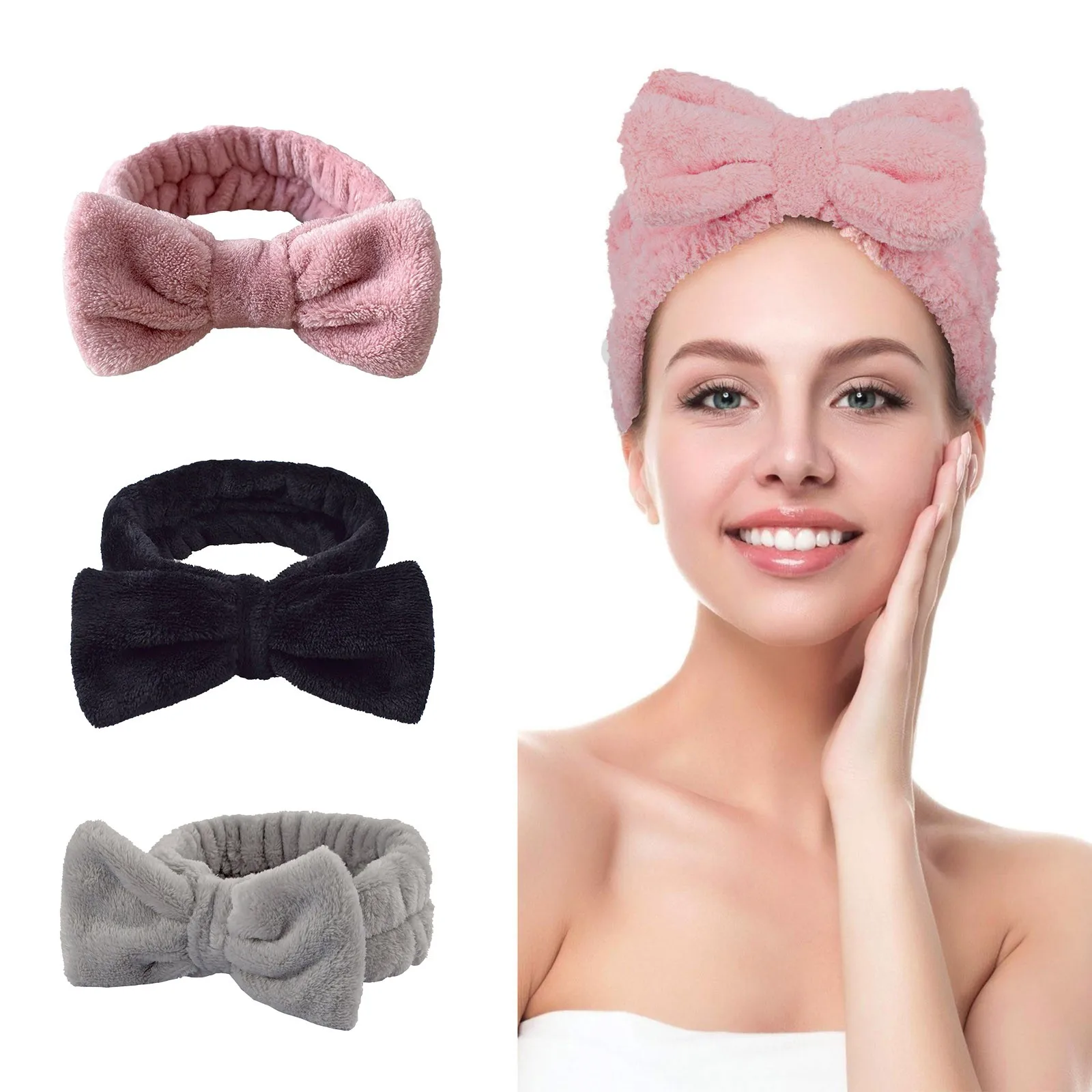 Girls Headband for Fine Hair ClipBowtie makeup Tool Spa Headbands Microfiber Headband Facial Wash Face Towel Headbands For Women punch free wash towel rack paper towel rack wall mounted toilet paper box bathroom accessories wc storage rack hair dryer holder