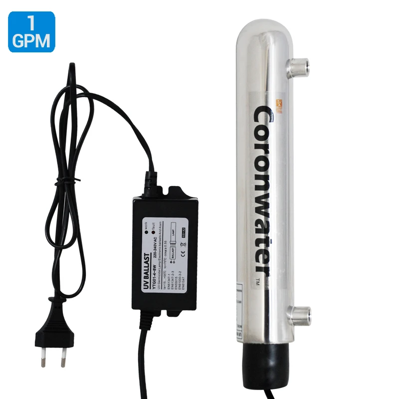 Coronwater UV 소독 살균기, 가정용 정수 필터, 1GPM 정화 시스템