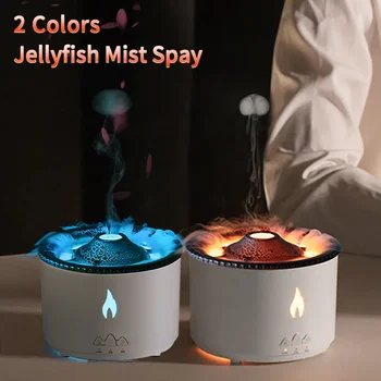 Volcano Flame Fire Air Humidifier Essential Oil Diffuser for Home Room Fragrance Freshener Jellyfish Mist Maker Aroma Blow Smoke 1