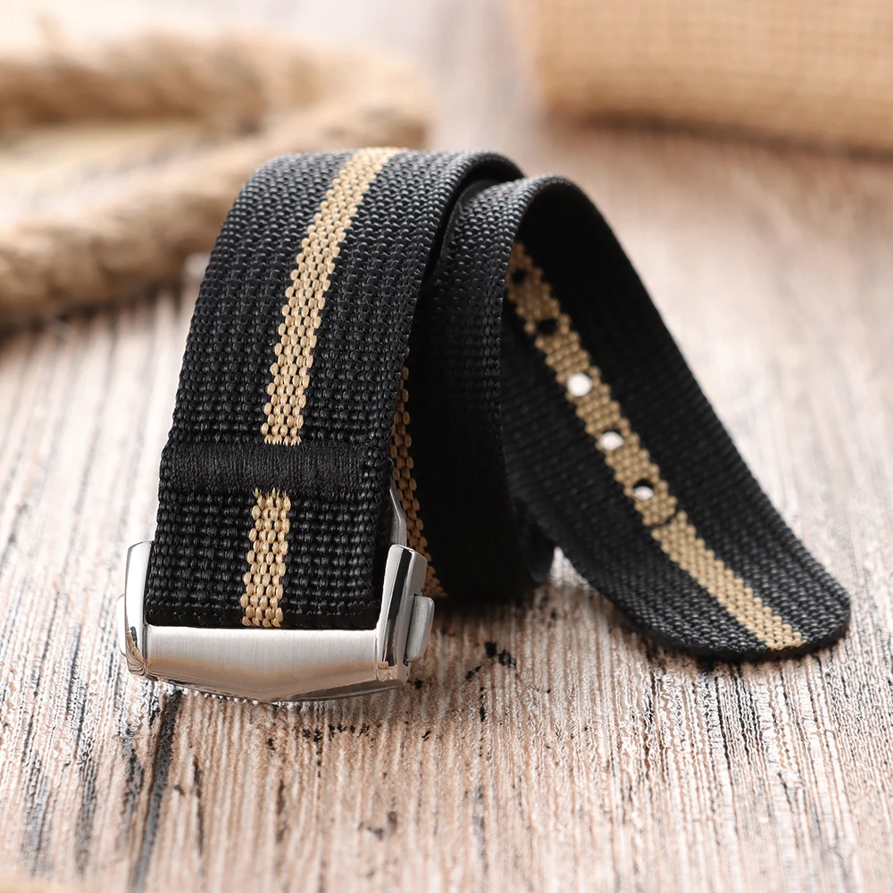 Premium Ribbed Nylon Watch Strap with Deployant Clasp – Sport Wristband