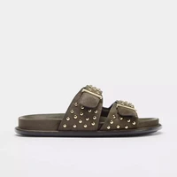 Designer Suede Belt Buckle Flat Sandals Women Fashion Rivet Street Style Soft Bottom Slippers Ladies Comfort Non Slip Beach Shoe - Image 4