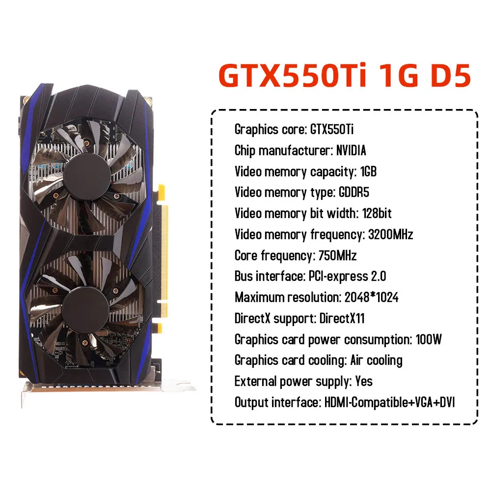 Computer Graphic Card GTX550Ti 6GB 4GB 2GB 192bit GDDR5 NVIDIA HDMIdesktop PC discrete graphics card with dual cooling fans video card in computer Graphics Cards