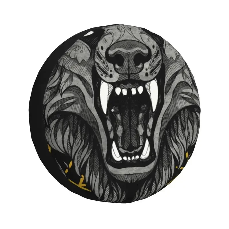 

Fenri Viking Norse Nordic Wolf Spare Tire Cover for Jeep Hummer SUV RV Trailer Car Wheel Protectors Accessories 14" 15" 16" Inch