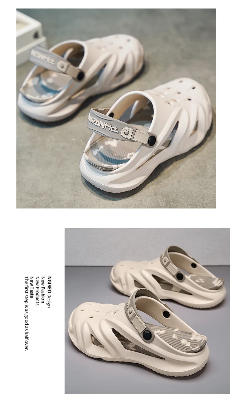 جديد 2025 قباقيب رجالية صنادل صيفية شباشب رياضية شخصية مانعة للانزلاق للشاطئ سميكة القاع نمط جديد أحذية رجالية
