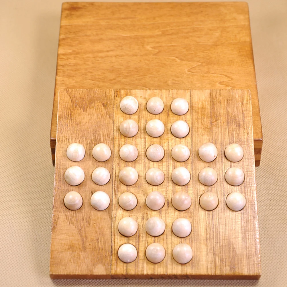 Wooden Chess Set for Adults - Classic Board Game with Peg Solitaire and Marble Games Included