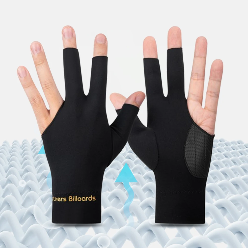 Billiards Glove Left Hand Snooker Billiard Glove Anti-Slip Elasticity Gloves Billiard Supplies Open Three Finger Accessory