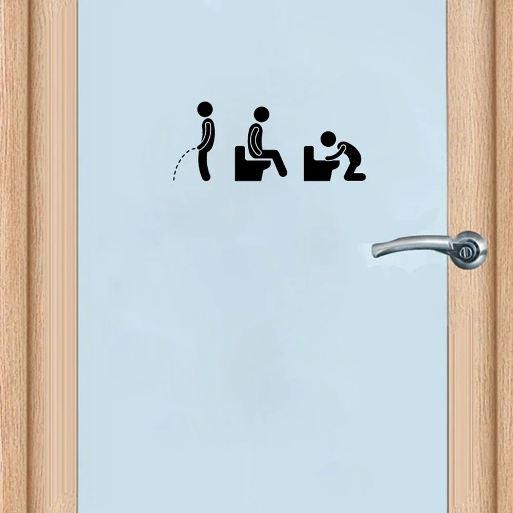 Funny Toilet Stickers Door Decor Washroom Wall Decals Waterproof
