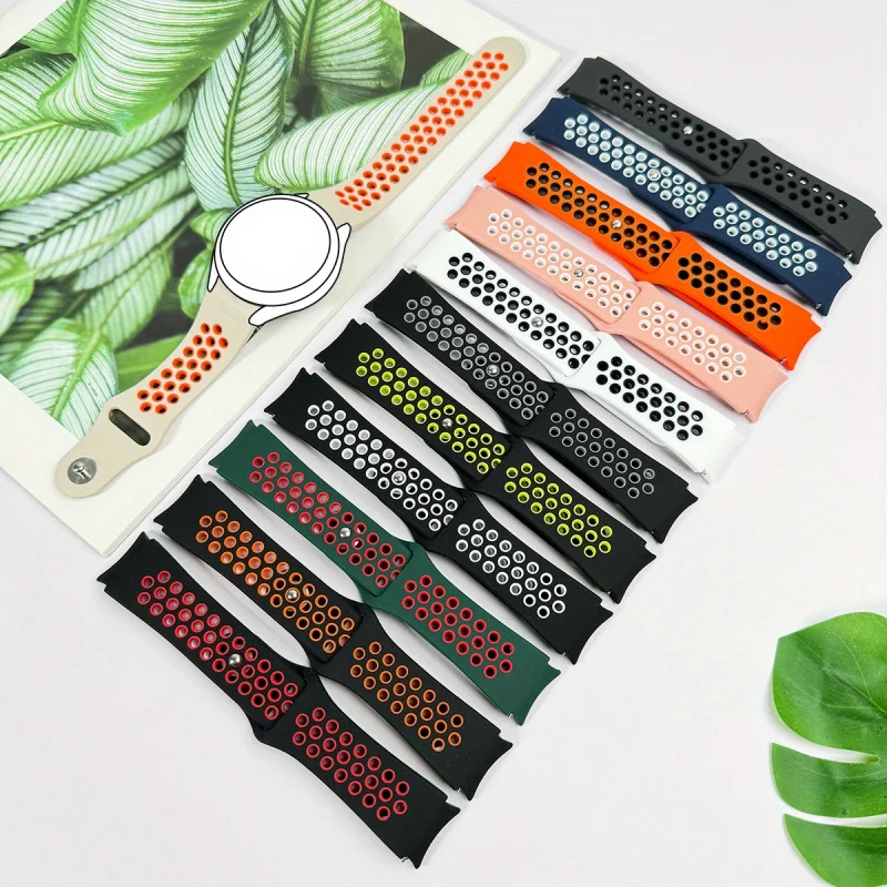Dual-Tone Silicone Sport Watch Band with Breathable Holes