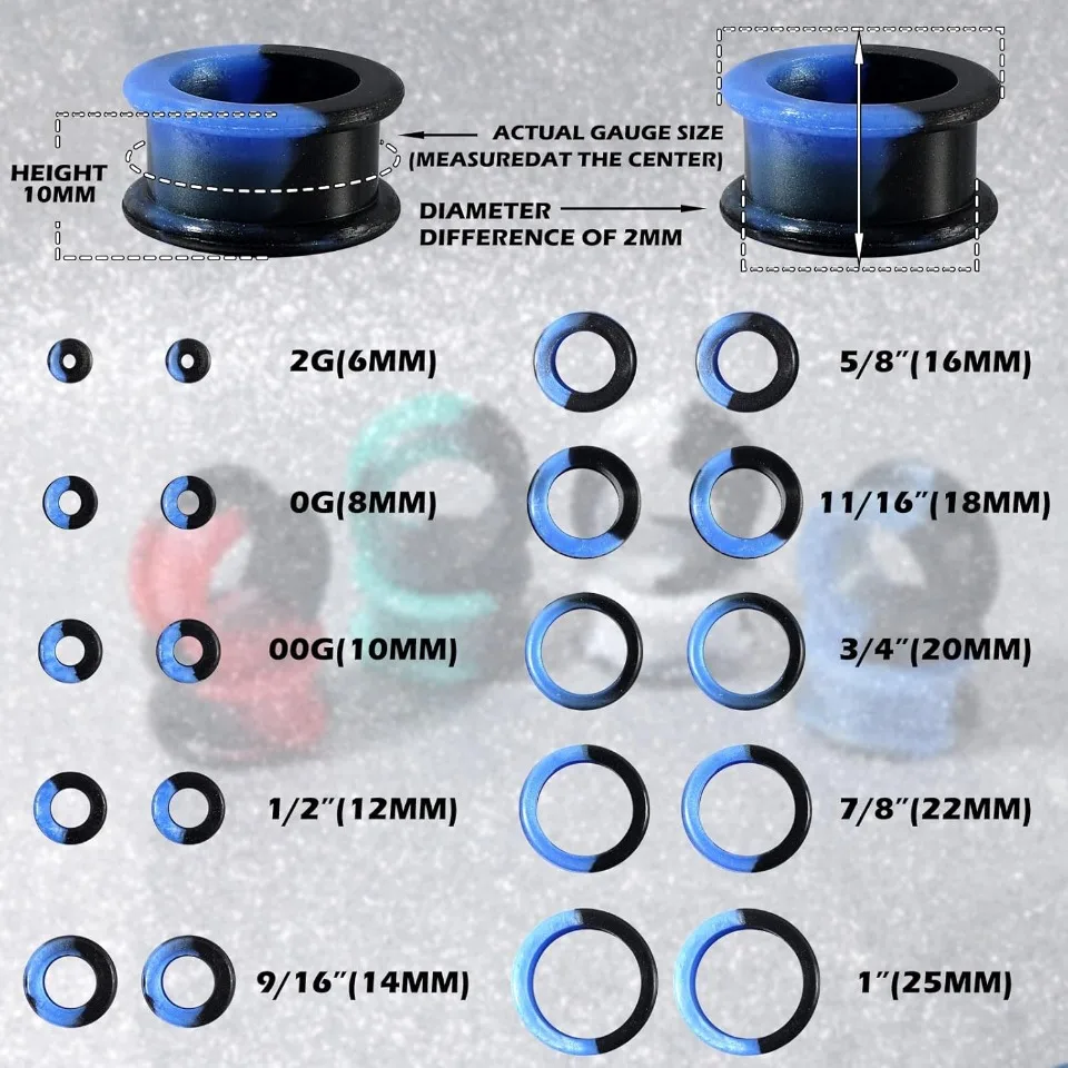Tunnel e plugs in silicone per piercing orecchio - 1 paio_voghion.com