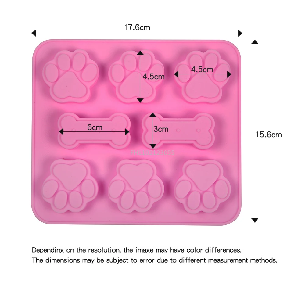 Dog Footprint Silicone Mold Cake Molds Bone Cookie Cutter Fondant 3D DIY Cat Paw Silicone Bakeware Molds Cake Baking Accessories