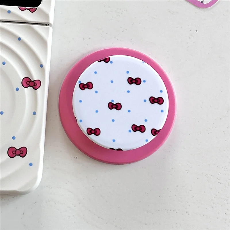 Korean Cute Bow Flower Magnetic Stand Phone Case with Chain - Kawaii Design