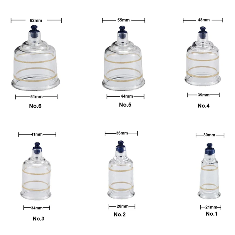 19 Pieces Professional Vacuum Acupuncture Cupping Massager Therapy Cans Vacuum Cupping Care Anti-Cellulite Suction Cups 5