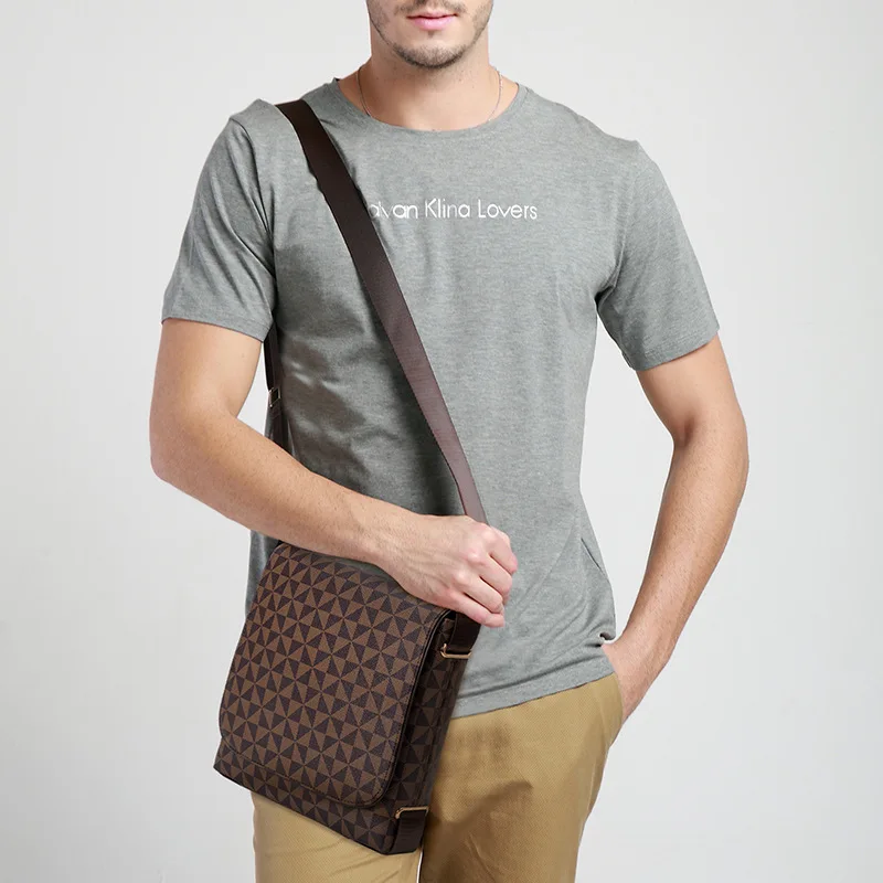 Stylish Cross-body for Men Horizontal Casual Computer Briefcase Printed Plaid Business Bag