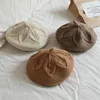 Solid Color Children Baby Beret Hat Winter Warm Knitted Beanie Cap for Infant Girls Toddler Princess Artist Painter Caps 3