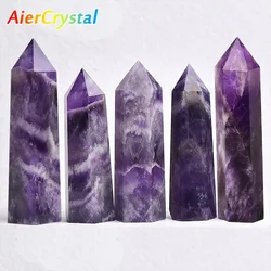 Natural Amethyst Point Crystal Healing Energy Stone Natural Quartz Room Decor Reiki Polished Stone Obelisk Carved Crafts 40-80mm