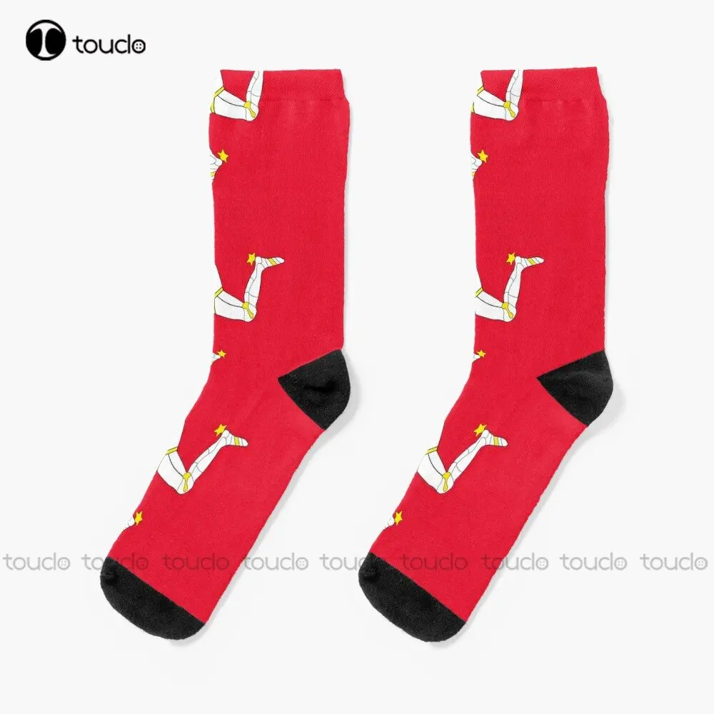 

Isle Of Man - Manx Flag Socks Funny Socks For Men Personalized Custom Unisex Adult Teen Youth Socks Custom Gift Streetwear