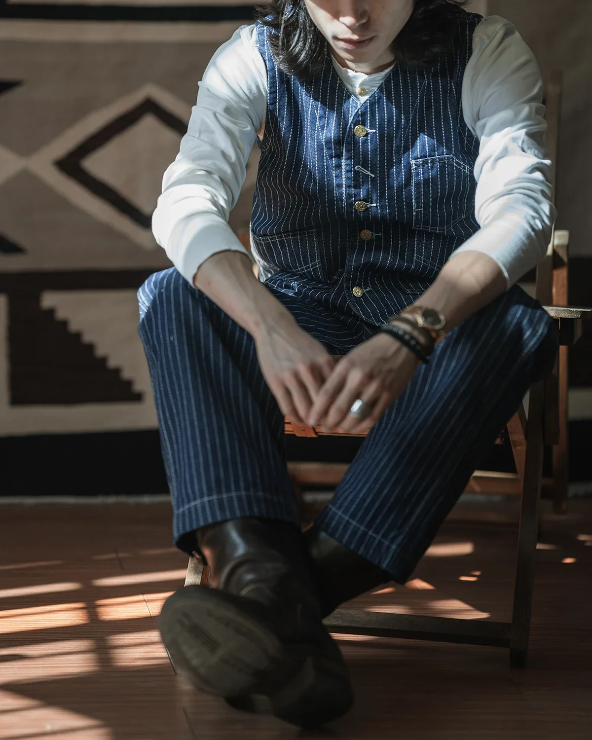 Non Stock 1930s Three-Pocket Wabash Work Vest Retro Men's Striped Sleeveless Jacket 3