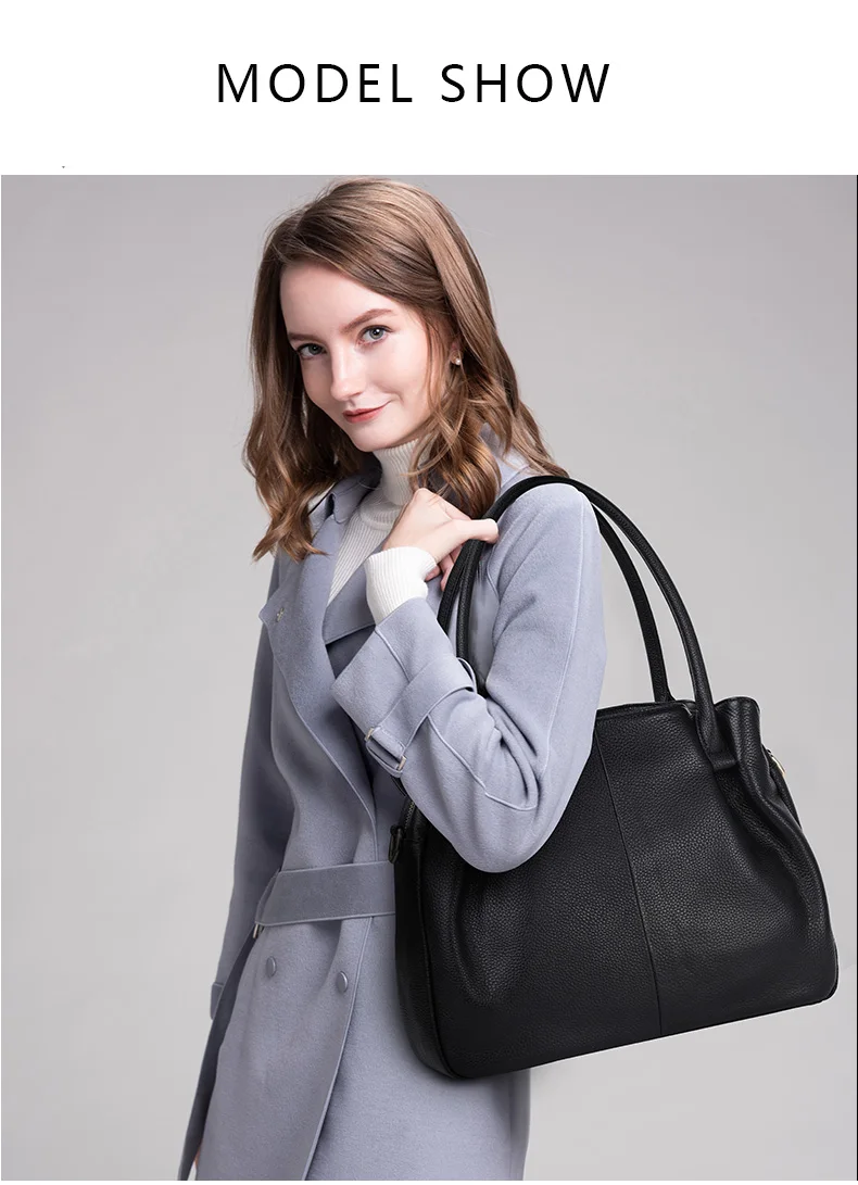 Motingsome Handtasche aus weichem Rindsleder für Damen, große 3-Zwischenschicht, elegante Damenhandtasche, schwarze Umhängetaschen, Geldbörsen – Detail 1