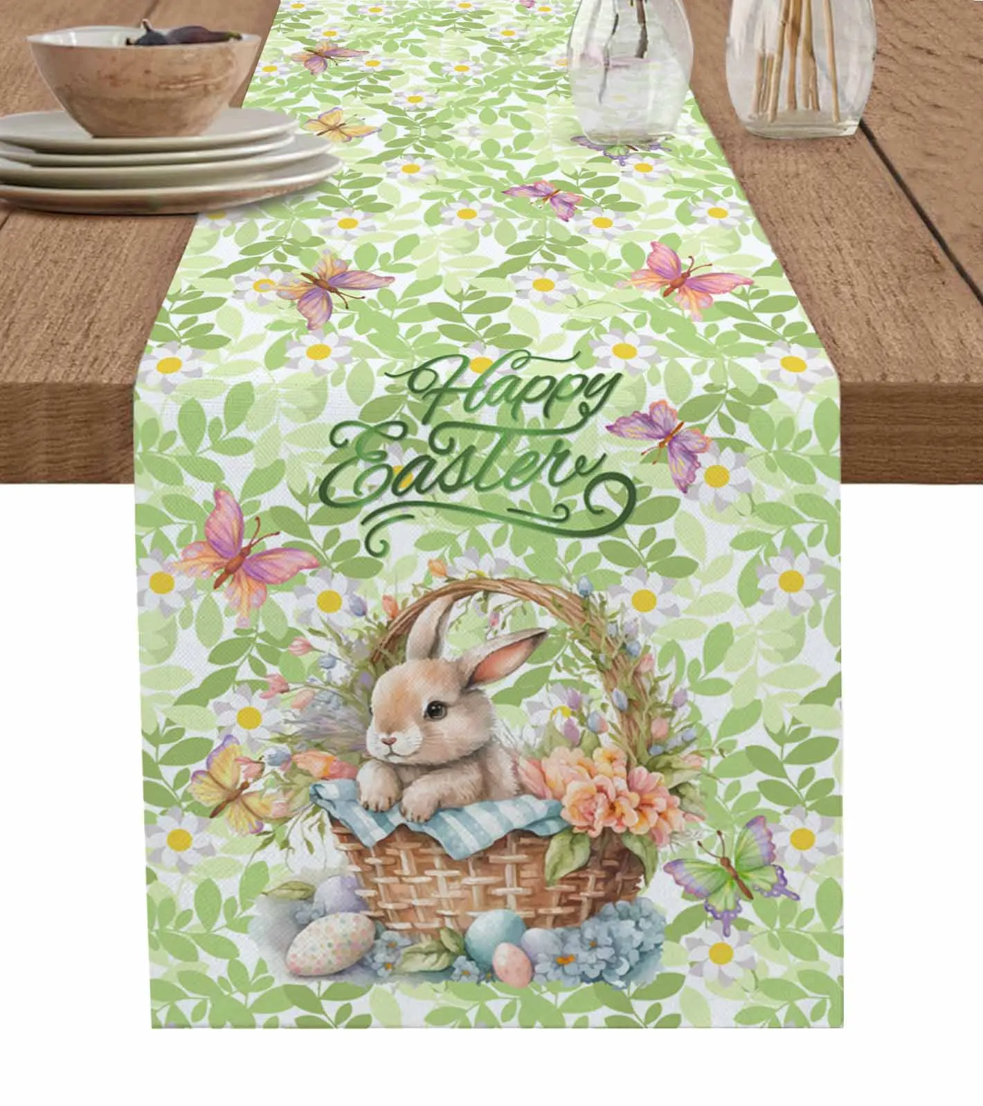 

Flower Rabbit Butterfly Watercolor Easter Table Runner Decoration Home Decor Dinner Table Decoration Table Decor