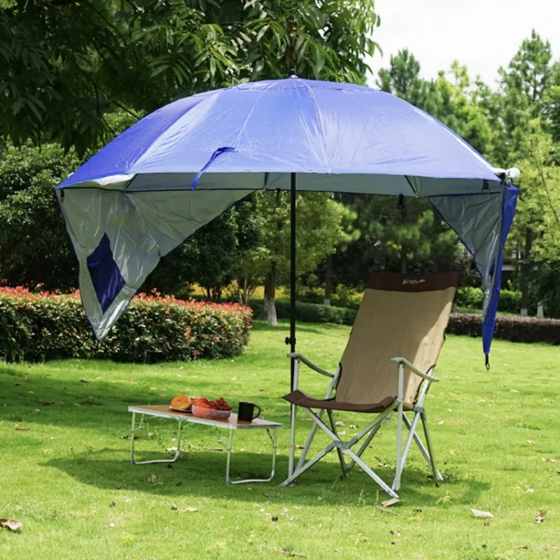 Portable Beach Umbrella Tent Folding Sun And Rain Canopy Umbrella For Fishing Camping Park Beach Sports 2.4M Large