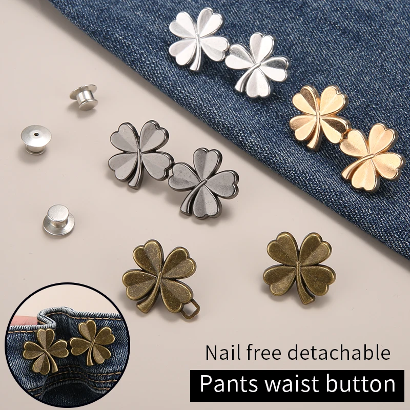 Jeans Button Clips 1/2 Pair Jeans Button Adjustable Clips Pant Skirts Waist Tightener Buckle Snap Button Adjuster Pants Pin Retractable